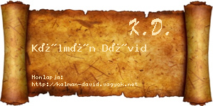 Kálmán Dávid névjegykártya