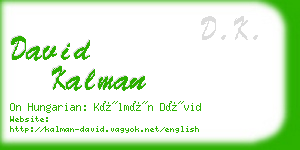 david kalman business card